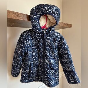 The North Face Kids Reversible Puffer Jacket - Navy and polka dots